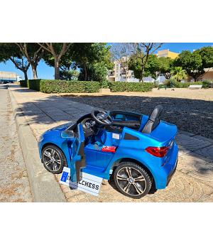 COCHE BMW 6GT 12v azul pintado, RUEDAS GOMA, ASIENTO POLIPIEL - INDA216-JJ2164BLUE